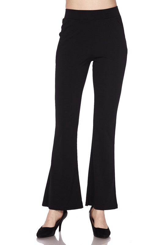 Solid Textured Bell Bottom Pants