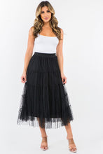 Load image into Gallery viewer, Tiered Dotted Tulle Midi Skirt
