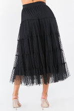 Load image into Gallery viewer, Tiered Dotted Tulle Midi Skirt
