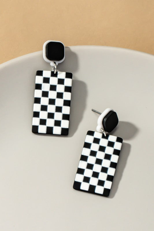 Black & White Checker Earrings