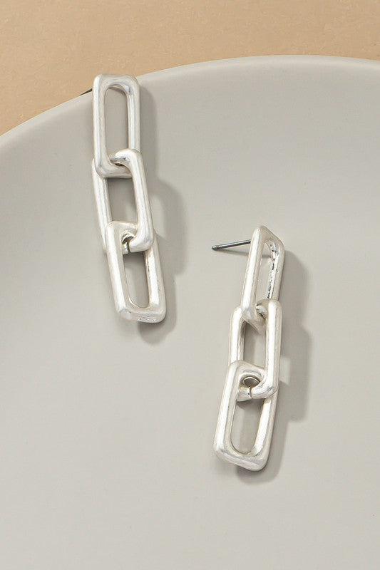 3 Chunky Rectangle Chain Earrings