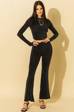 Load image into Gallery viewer, Glitter Crop top and Flare Pant Set
