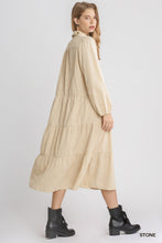 Load image into Gallery viewer, Textured Collar Tiered Maxi Dress
