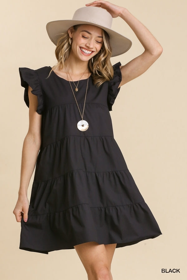 Poplin Sleeve Tiered Dress